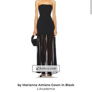 L'Academie Black Strapless Sheer Gown